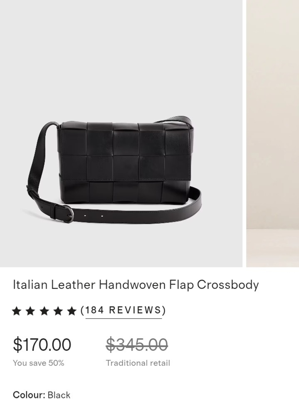 Quince Black Woven Leather Crossbody Bag - Picture 3 of 5